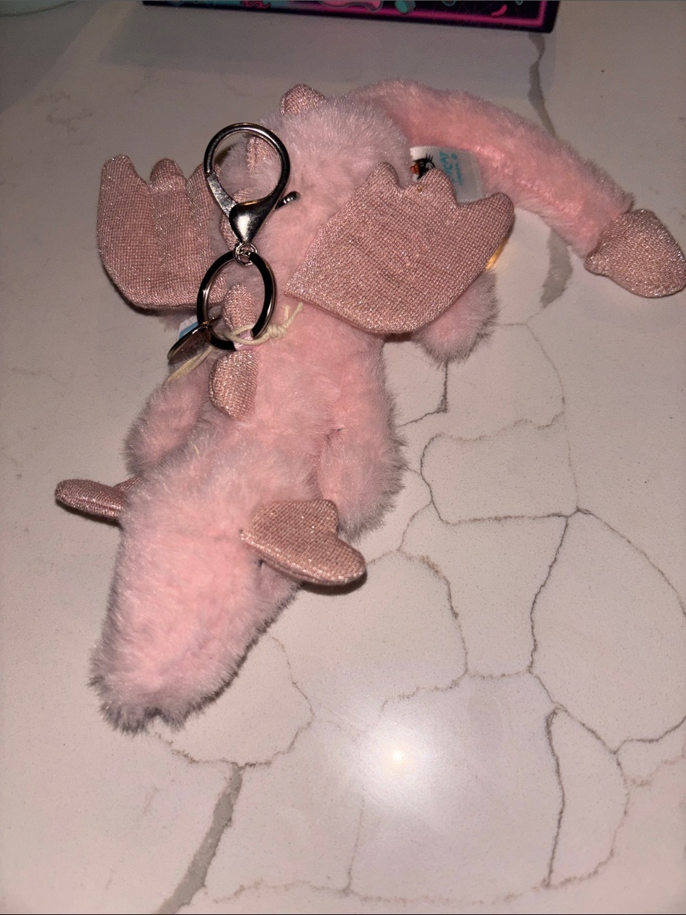 Jellycat Plush Pink Dragon Keychain for Kids